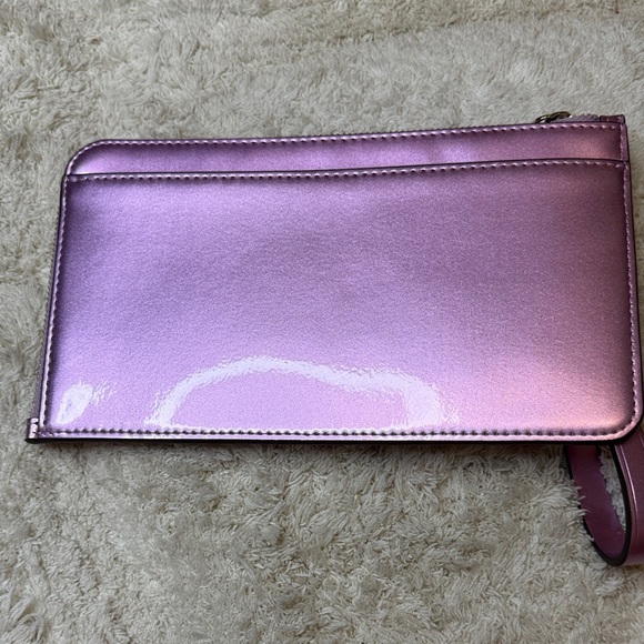 NWT Kate Spade Metallic Medium Zip Wristlet Quartz Pink - Picture 6 of 9